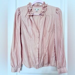 Pink Ruffled Women's silk Blouse